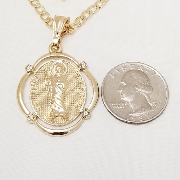 14K Gold Plated Saint Jude Men's Necklace. New - Picture 5 of 6